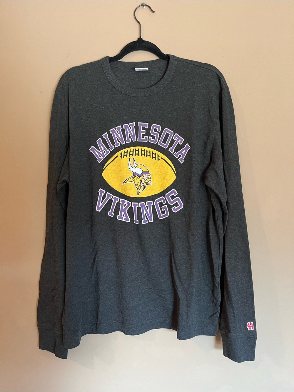 Homage Minnesota Vikings Long Sleeve Graphic T-Shirt Heather Charcoal